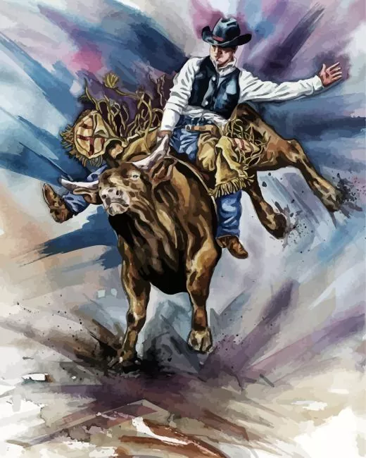 bull rider art Diamond Paints Bull Rider Art Diamond Painting