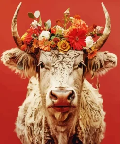 Bull with Flower Crown Diamond Painting