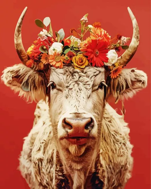 bull with flower crown Diamond Paints Bull with Flower Crown Diamond Painting