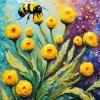 Bumble Bee On Flowers Art Diamond Painting