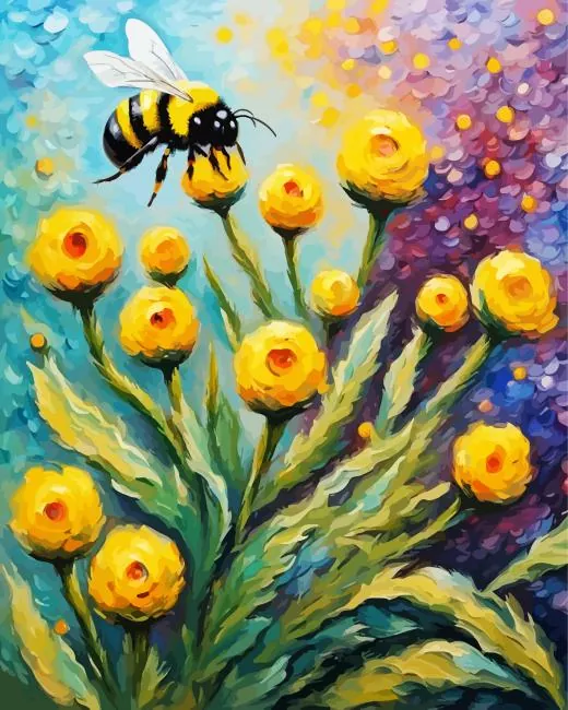 bumble bee on flowers art Diamond Paintings Bumble Bee On Flowers Art Diamond Painting