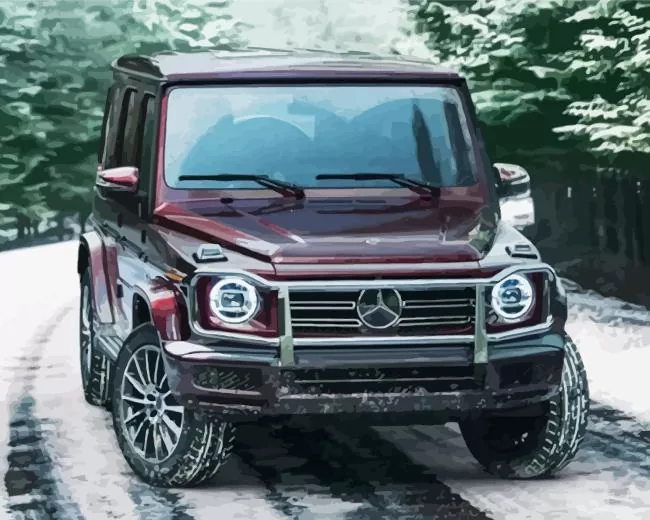 burgundy mercedes Diamond By Numbers Burgundy Mercedes Diamond Painting