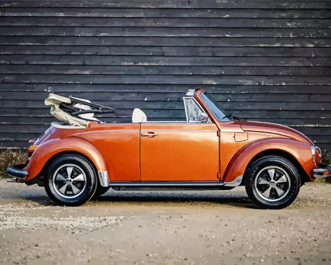burnt orange vw beetle convertible Diamond By Numbers Burnt Orange VW Beetle Convertible Diamond Painting