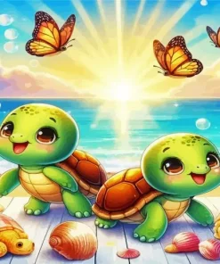 Butterflies And Turtles Diamond Painting