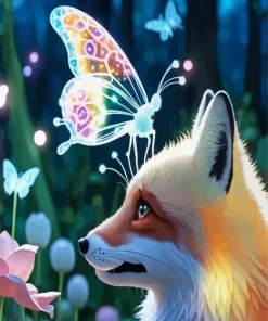 Butterfly And Fox Diamond Painting
