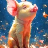 Butterfly And Pig Diamond Painting