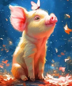 Butterfly And Pig Diamond Painting