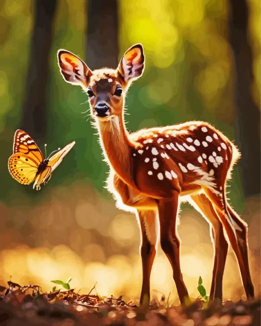 butterfly deer Diamond Paints Butterfly Deer Diamond Painting