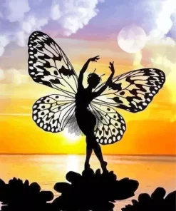 Butterfly Girl Silhouette Diamond Painting