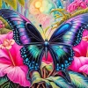 Butterfly On Pink Flower Diamond Painting