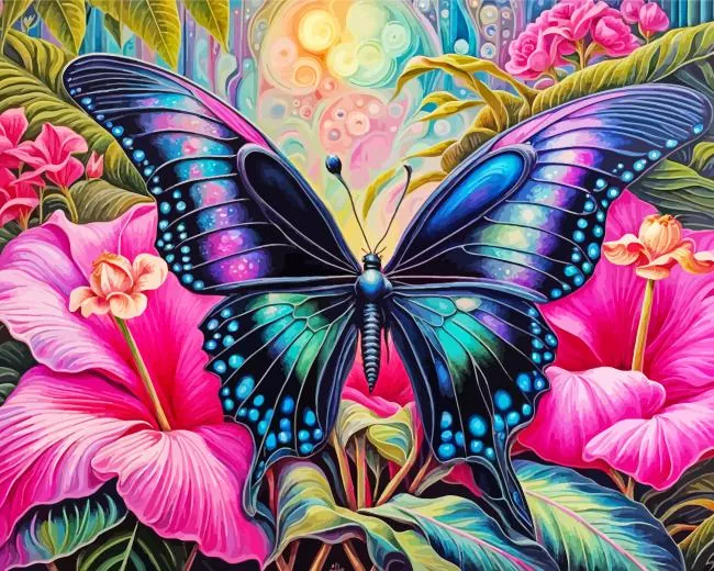 butterfly on pink flower Diamond Paints Butterfly On Pink Flower Diamond Painting