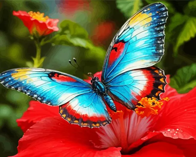 butterfly on red flower Diamond Paints Butterfly On Red Flower Diamond Painting