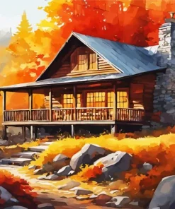 Cabin In Fall Diamond Painting