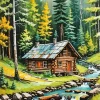 Cabin In Forest Diamond Painting