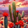 Cactus Red Flowers Diamond Painting