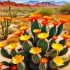 Cactus With Orange Flowers Diamond Painting