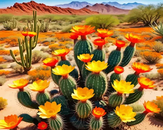 cactus with orange flowers Diamond Paintings Cactus With Orange Flowers Diamond Painting