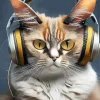 Cat Wearing Headphones Diamond Painting