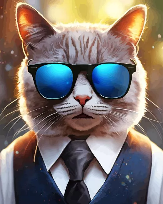 cool gentleman cat Diamond By Numbers Cool Gentleman Cat Diamond Painting