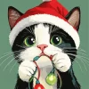 Cute Funny Christmas Cat Art Diamond Painting