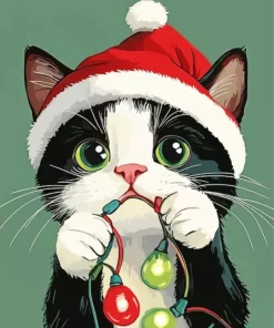Cute Funny Christmas Cat Art Diamond Painting