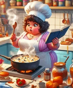 Fat Lady Cooking Diamond Painting