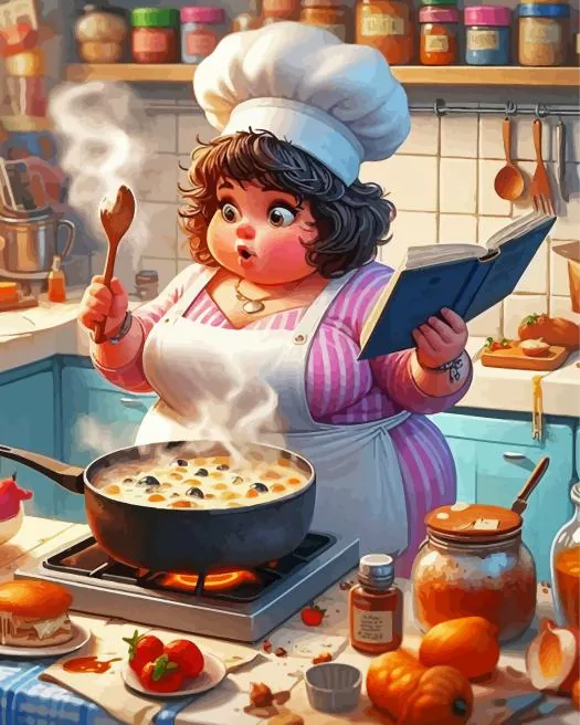 fat lady cooking Diamond By Numbers Fat Lady Cooking Diamond Painting