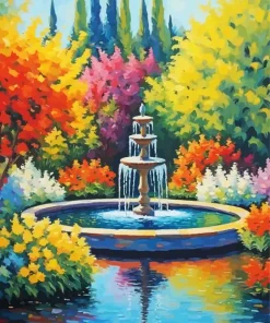 Fountain In A Garden Diamond Painting