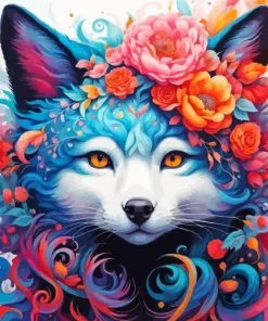 Fox Flower Art Diamond Painting