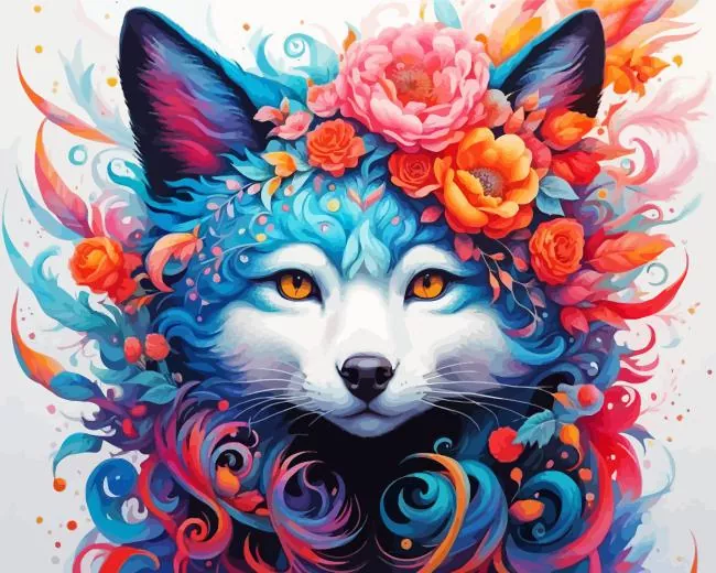 fox flower art Diamond Paints Fox Flower Art Diamond Painting