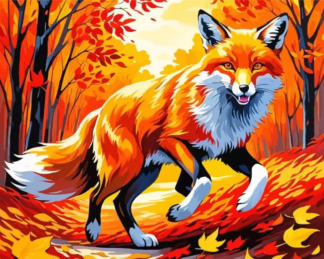 fox in autumn art Diamond Paints Fox In Autumn Art Diamond Painting