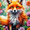 Fox With Flowers Art Diamond Painting