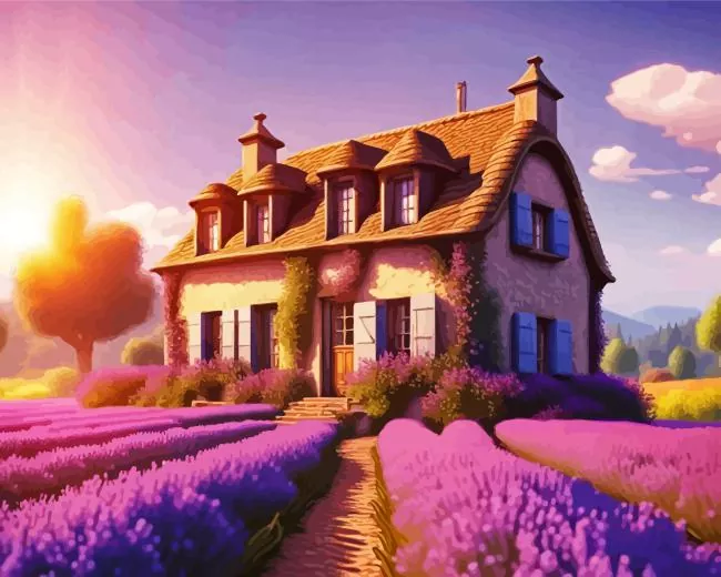 french lavender house Diamond By Numbers French Lavender House Diamond Painting