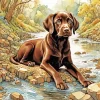 Funny Chocolate Lab Art Diamond Painting