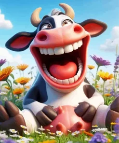 Funny Cow Laughing Diamond Painting