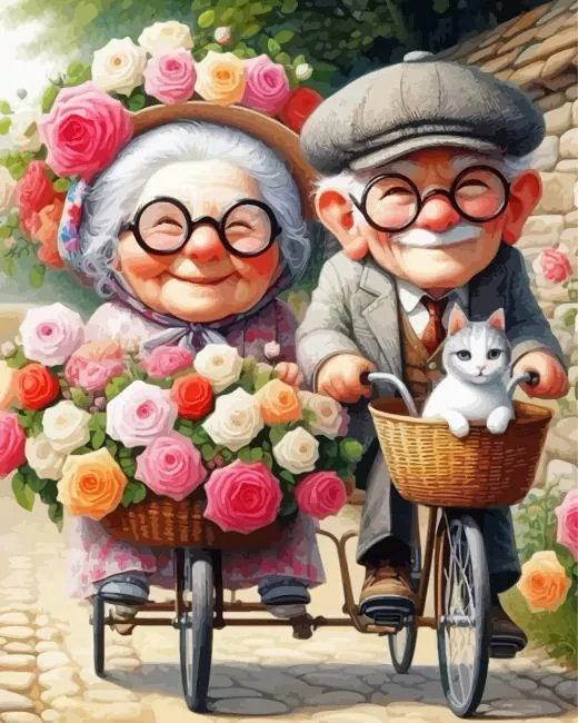 funny old couple Diamond By Numbers Funny Old Couple Diamond Painting