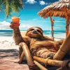 Funny Sloth In Vacation Diamond Painting