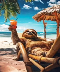 Funny Sloth In Vacation Diamond Painting