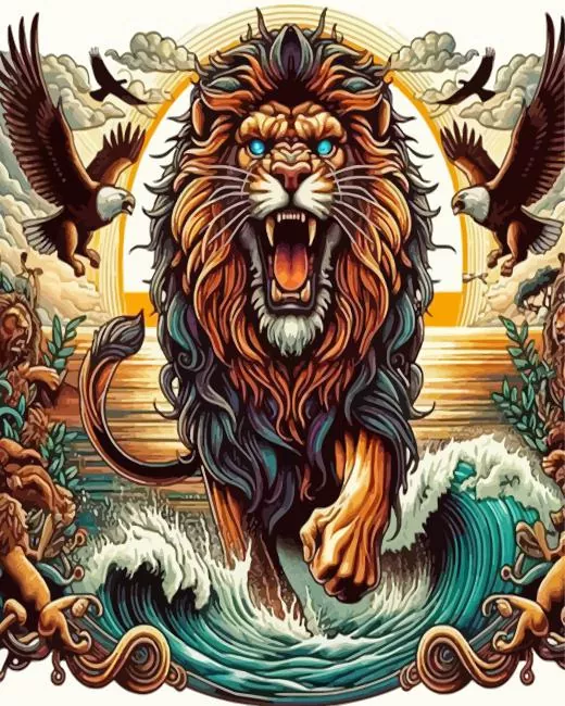 furious lion art Diamond By Numbers Furious Lion Art Diamond Painting