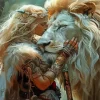 Girl Hugging Lion Diamond Painting