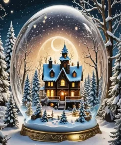Globe Cabin In Snow Woods Diamond Painting