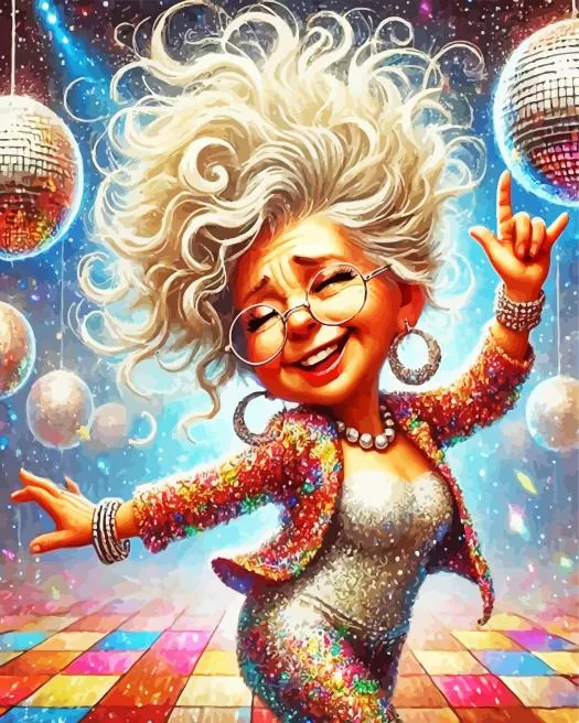 happy funny old lady dancing Diamond Paintings Happy Funny Old Lady Dancing Diamond Painting