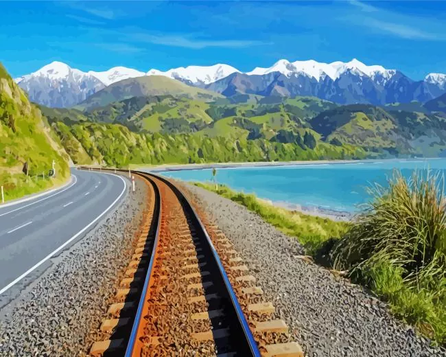 kaikoura train railway Diamond Paints Kaikoura Train Railway Diamond Painting