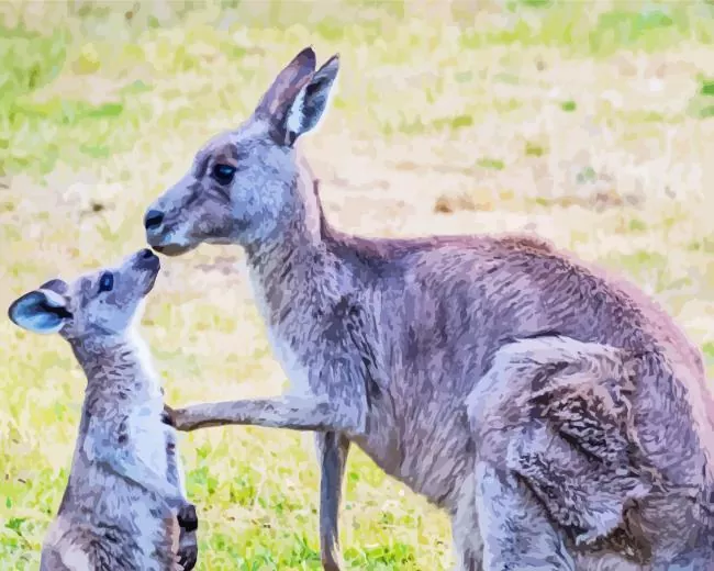 kangaroo and baby Diamond By Numbers Kangaroo And Baby Diamond Painting