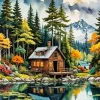 Lakeside Cabin Diamond Painting