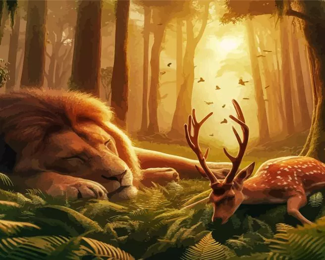 lion and deer Diamond Paintings Lion And Deer Diamond Painting