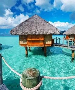 Maldive Huts Diamond Painting