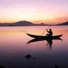 Man In Boat Silhouette Diamond Painting
