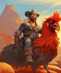 Man With A Rooster Diamond Painting