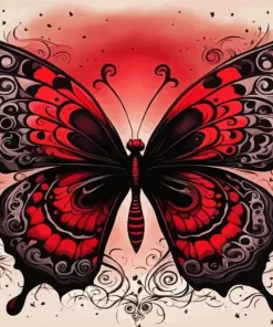 Red Butterfly Diamond Painting